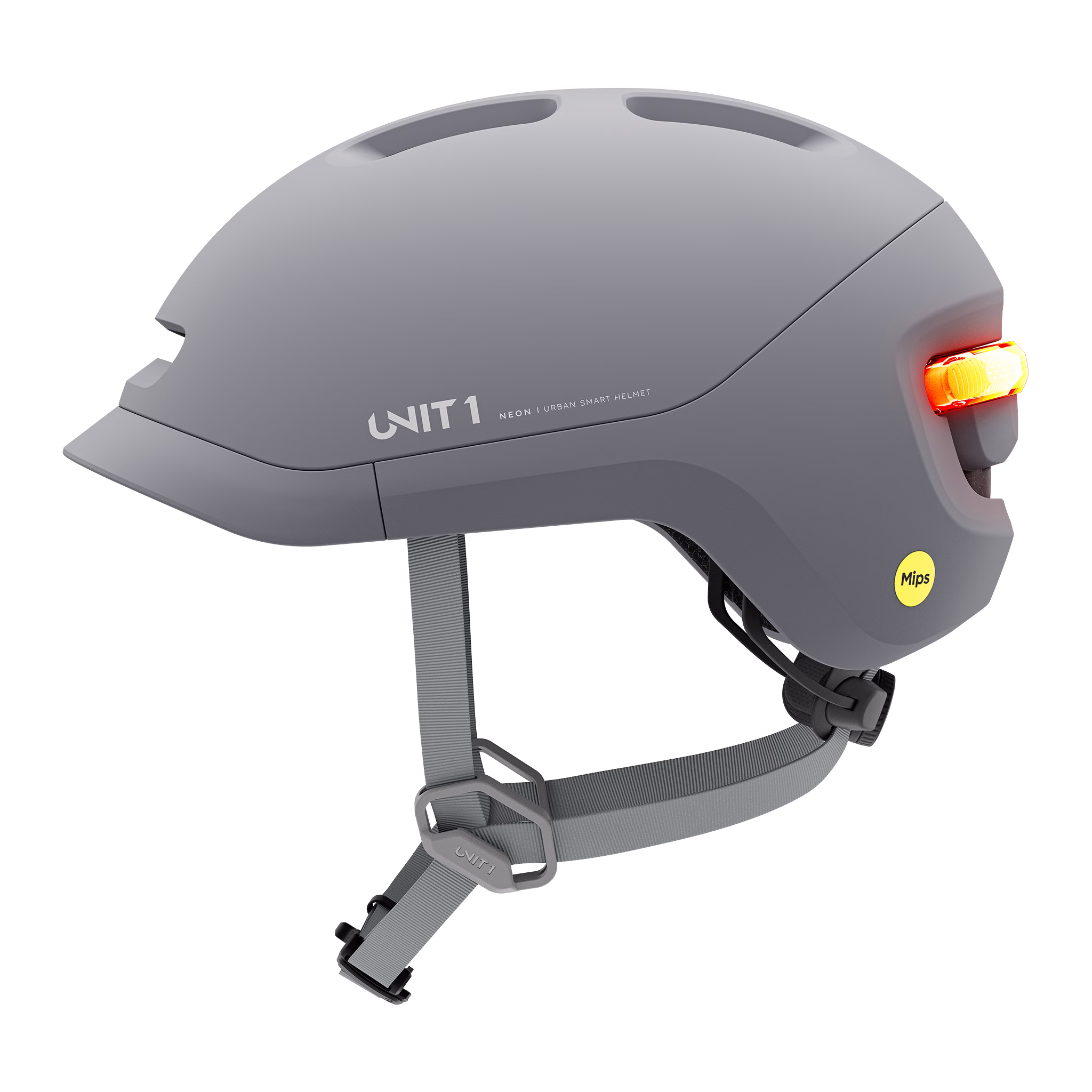 Unit1 Neon MIPS cykelhjelm med LED-lys & blinklys Mineral Gray - Billede 2